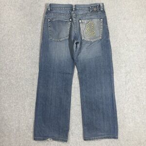 Y2K Diesel RIVEC Jeans Men 32x29 Blue Snake Serpent Embroidered Splattered Italy